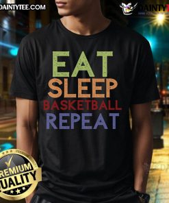 Nice Eat Sleep Basketball Repeat T-Shirt featuring a stylish design for basketball lovers and enthusiasts.