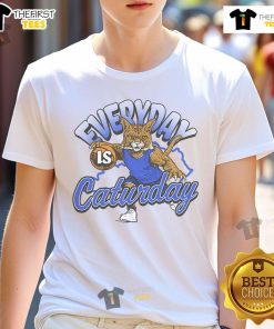 Nice Everyday Is Caturday T-Shirt featuring a playful cat graphic, perfect for cat lovers and casual wear.