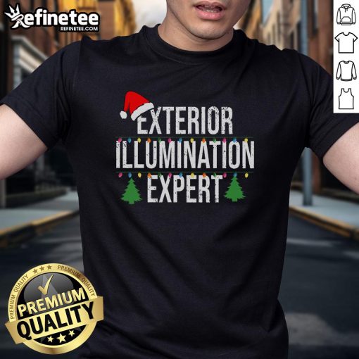 Nice Exterior Illumination Expert Christmas T-Shirt featuring festive lights and holiday design for outdoor lighting professionals.