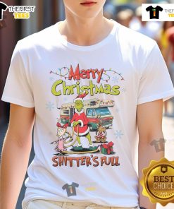 Nice Grinch Merry Christmas Shitter's Full T-Shirt featuring a playful Grinch design for festive holiday cheer.