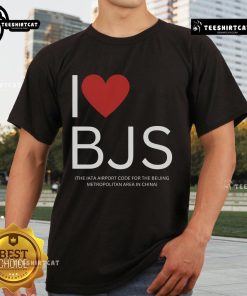 Nice I Heart BJS T-Shirt featuring the IATA airport code for Beijing, perfect for travel enthusiasts and city lovers.