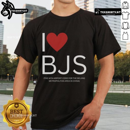 Nice I Heart BJS T-Shirt featuring the IATA airport code for Beijing, perfect for travel enthusiasts and city lovers.