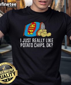 Funny 'I Just Really Like Potato Chips' T-Shirt featuring a playful design, perfect for potato chip lovers.