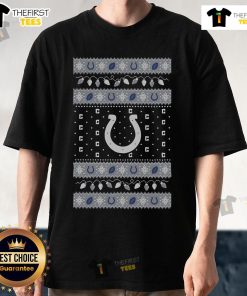 Alt Text: Nice Indianapolis Colts Holiday Christmas T-Shirt featuring festive design and team colors for fans.