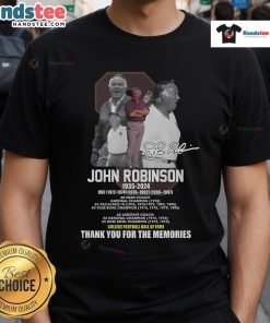 Alt Text: Nice John Robinson 1935-2024 Thank You For The Memories T-Shirt featuring a heartfelt tribute design.