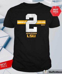 Nice Justin Jefferson 2 Stripe LSU Tigers Football T-Shirt