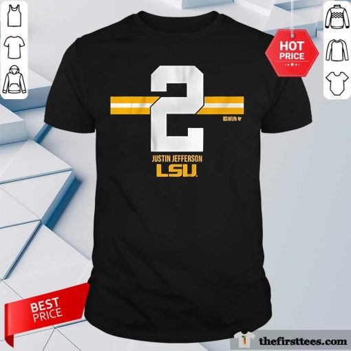 Nice Justin Jefferson 2 Stripe LSU Tigers Football T-Shirt
