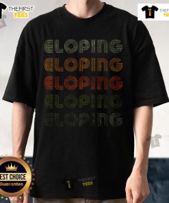 Vintage black eloping T-shirt featuring a grunge love heart design, perfect for couples celebrating their intimate wedding.
