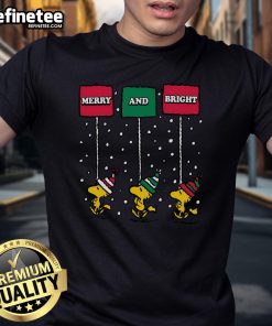 Nice Merry Christmas and Bright Woodstock T-Shirt featuring festive graphics and vibrant colors for holiday cheer.
