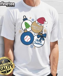 Nice Merry Christmas Kansas City Baseball Est 1969 T-Shirt featuring festive graphics and vibrant colors for holiday cheer.