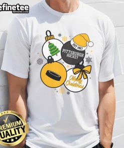 Nice Merry Christmas Pittsburgh Hockey Est 1967 T-Shirt featuring festive design for hockey fans celebrating the holidays.