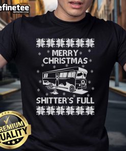 Alt Text: Nice Merry Christmas Shitter's Full RV T-Shirt featuring a festive holiday design and playful text for RV lovers.