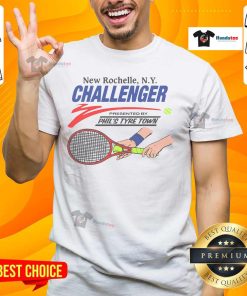 Nice New Rochelle New York NY Challenger Racket T-Shirt featuring a stylish tennis design for sports enthusiasts.