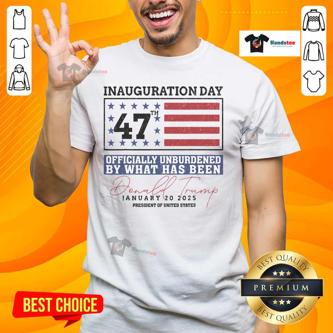 Nice Officially Unburdened By What Has Been Trump Victory T Shirt Nice Officially Unburdened By What Has Been Trump Victory T-Shirt in bold letters on a stylish black tee.