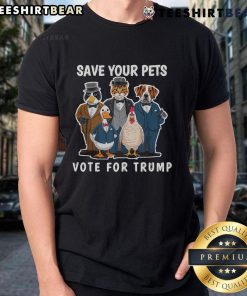 Nice Save Your Pets And Vote For Trump T-Shirt featuring a playful design advocating for pet rescue and political support.