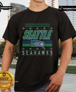 Nice Seattle Seahawks holiday T-Shirt featuring festive colors and team logo, perfect for fans celebrating the season.