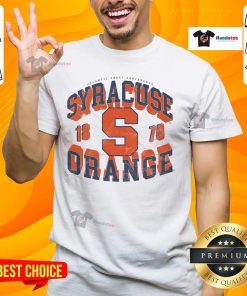 Nice Syracuse Orange Court Arched Wordmark T-Shirt featuring bold orange and blue design for fans and athletes.