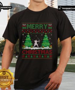 Funny 'Nice Ugly Christmas Tree' T-shirt featuring archery design, perfect for festive holiday gatherings and ugly Xmas sweater parties.