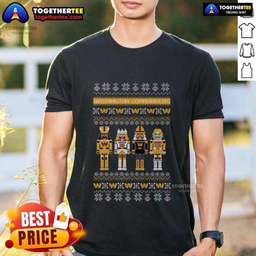 Alt Text: Nice Washington Commanders Holiday Nutcracker T-Shirt featuring festive design for fans celebrating the season.