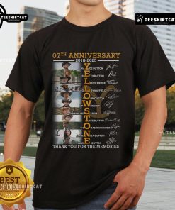 Official 07th Anniversary 2018-2025 Yellowstone Signature T-Shirt, celebrating memories with a stylish design.
