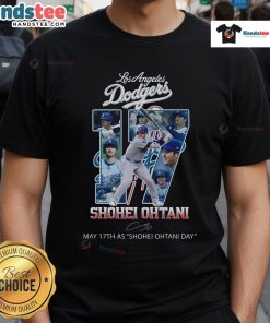 Official 17 Shohei Ohtani Day T-Shirt for Los Angeles Dodgers, celebrating May 17th with vibrant graphics and team colors.
