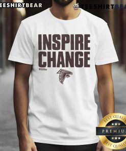 Alt Text: Official Atlanta Falcons Inspire Change T-Shirt featuring team colors and logo, promoting social justice and community support.