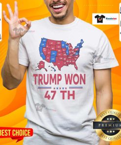 Official ballot map graphic on a t-shirt celebrating Trump as the 47th President, perfect for political supporters.