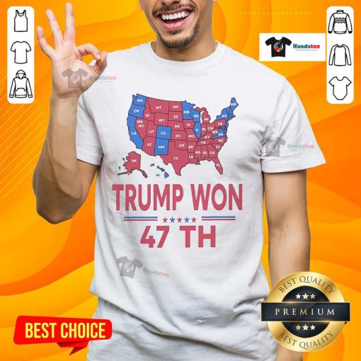 Official ballot map graphic on a t-shirt celebrating Trump as the 47th President, perfect for political supporters.