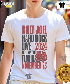 Official Billy Joel Hard Rock Live Hollywood FL T-shirt for November 23, 2024 boxing event featuring iconic design.
