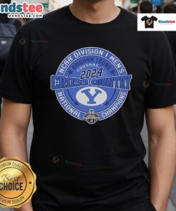 Official BYU Cougars 2024 NCAA Men's Cross Country National Champions T-Shirt featuring team logo and celebration design.