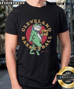 Alt Text: Official Cleveland Basketball Victory Frog T-Shirt featuring a vibrant frog graphic and team colors, perfect for fans.