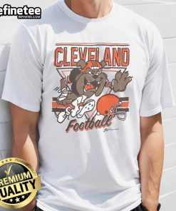 Official Cleveland Football Cartoon Dawg T-Shirt featuring a playful dog mascot representing the Cleveland Browns.