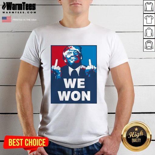 Official Donald Trump Middle Finger We Won Portrait One For Harris One For Biden T-Shirt