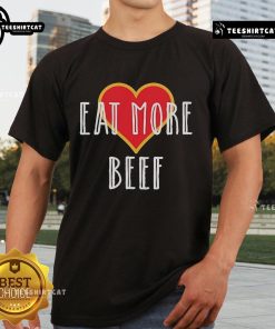 Official Dr Shawn Baker Eat More Beef T-Shirt showcasing a bold design promoting a carnivore diet lifestyle.