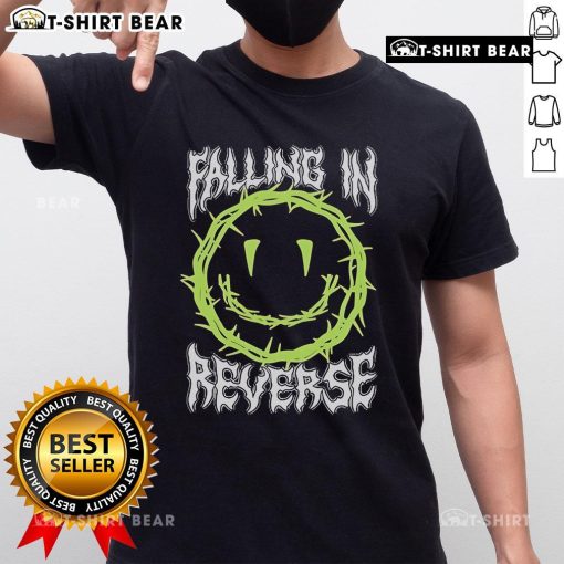 Official Falling In Reverse Smiley Thorns T-Shirt featuring a vibrant design with a smiley face and thorn graphics.