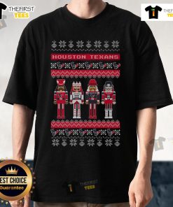 Official Houston Texans Holiday Nutcracker T-Shirt featuring festive design and team logo, perfect for holiday celebrations.