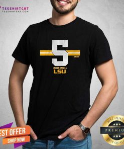 Official Jayden Daniels 5 Stripe LSU Tigers Football T-Shirt