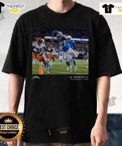 Official JK Dobbins Los Angeles Chargers NFL Flash Features Week 11 T-Shirt showcasing team colors and unique design.