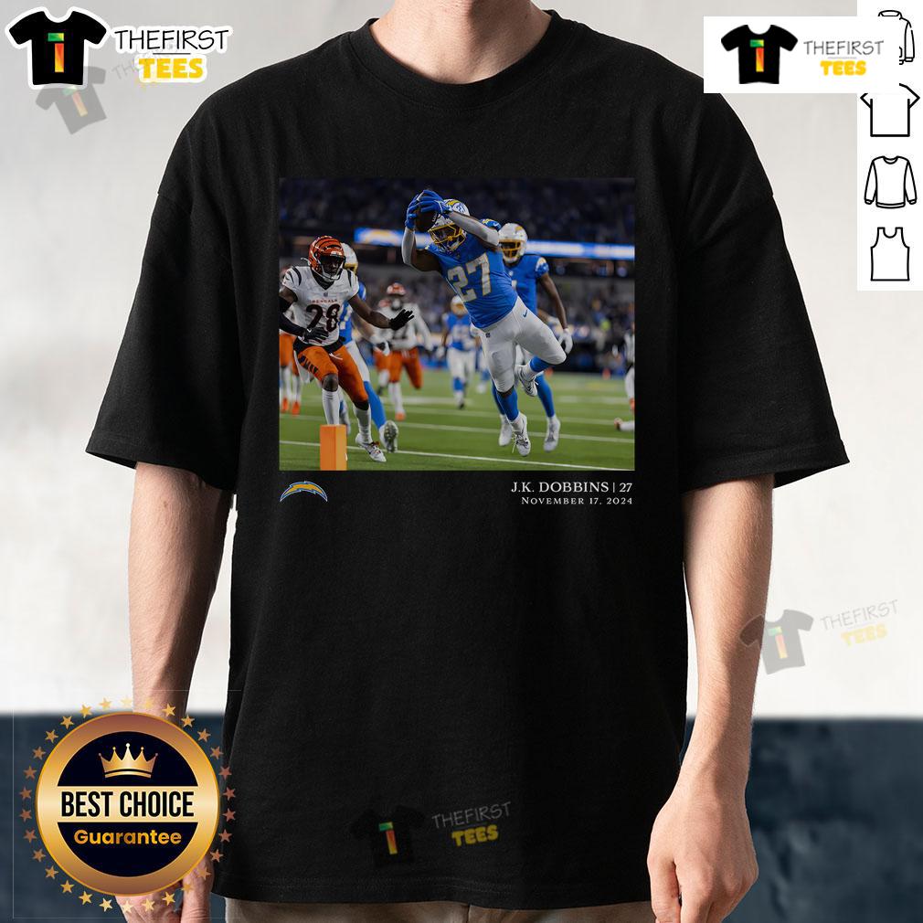 Official Jk Dobbins Los Angeles Chargers Nfl Flash Features Week 11 T Shirt Official JK Dobbins Los Angeles Chargers NFL Flash Features Week 11 T-Shirt showcasing team colors and unique design.
