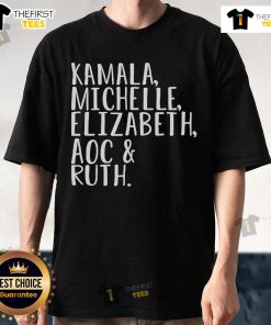 Official Kamala Michelle Elizabeth AOC and Ruth T-Shirt featuring bold graphics of progressive leaders for activism.