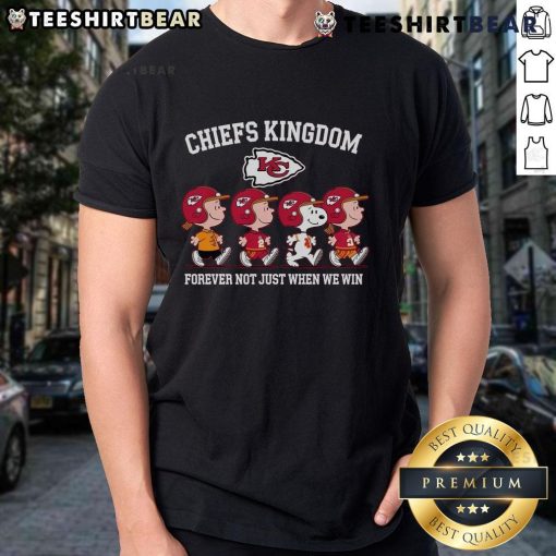 Official Kansas City Chiefs Snoopy and Friends T-Shirt, celebrating Chiefs Kingdom Forever, perfect for fans in 2024.