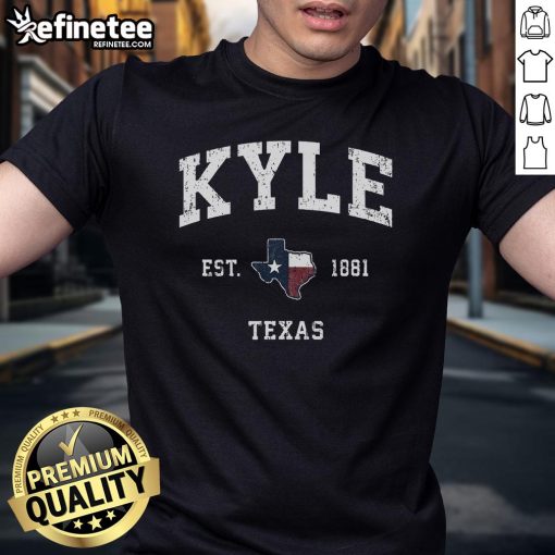 Official Kyle Texas Tx vintage state flag sports T-shirt featuring a stylish design and vibrant colors for Texas fans.