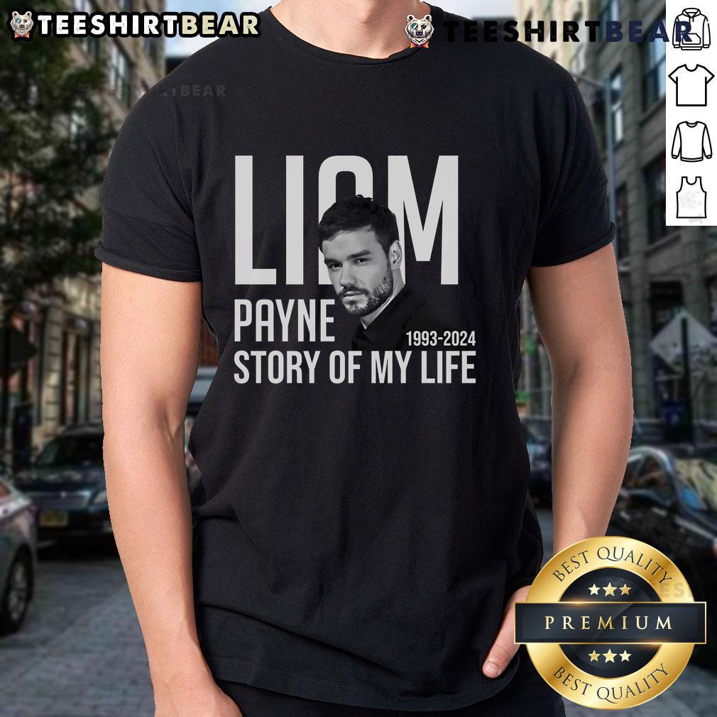 Official Liam Payne 1993 2024 Story Of My Life Classic T Shirt Alt Text: Official Liam Payne 1993-2024 Story Of My Life Classic T-Shirt featuring a stylish design and iconic band graphics.