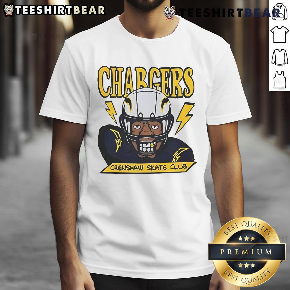 Official Los Angeles Chargers X Crenshaw Skate Club T Shirt Los Angeles Chargers X Crenshaw Skate Club T-Shirt featuring bold graphics and vibrant colors for fans and skaters.
