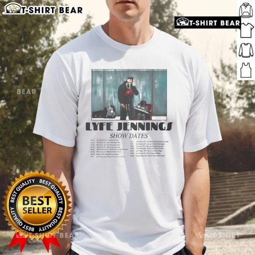 Official Lyfe Jennings Tour 2024 T-Shirt featuring vibrant graphics and tour dates, perfect for fans of the artist.