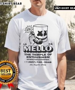 Official Marshmello Call Now T-Shirt with Temple of Enthusiasm design, Satisfaction Guaranteed, featuring 1 627 746 3556.