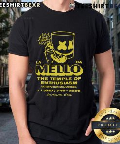 Official Marshmello Call Now T-Shirt featuring 'The Temple Of Enthusiasm' design, Satisfaction Guaranteed, Los Angeles CA.
