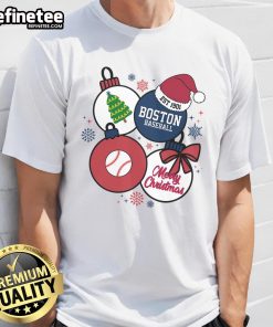 Official Merry Christmas Boston Baseball Est 1901 T-Shirt featuring festive design and team colors for baseball fans.