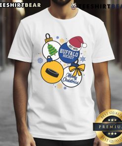 Official Merry Christmas Buffalo Hockey Est 1970 T-Shirt featuring festive design and team colors, perfect for fans.
