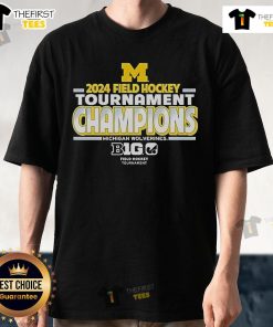 Official Michigan Wolverines 2024 Big 10 Field Hockey Champions T-Shirt featuring team colors and logo, perfect for fans.